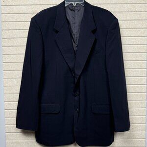 Beau Brummell Black Blazer 2 Button Sport Coat Jacket 100% Wool 42L